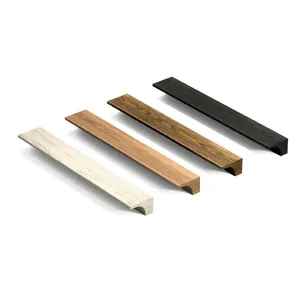 minimalist geometric long rectangular oak pull handle for cabinets